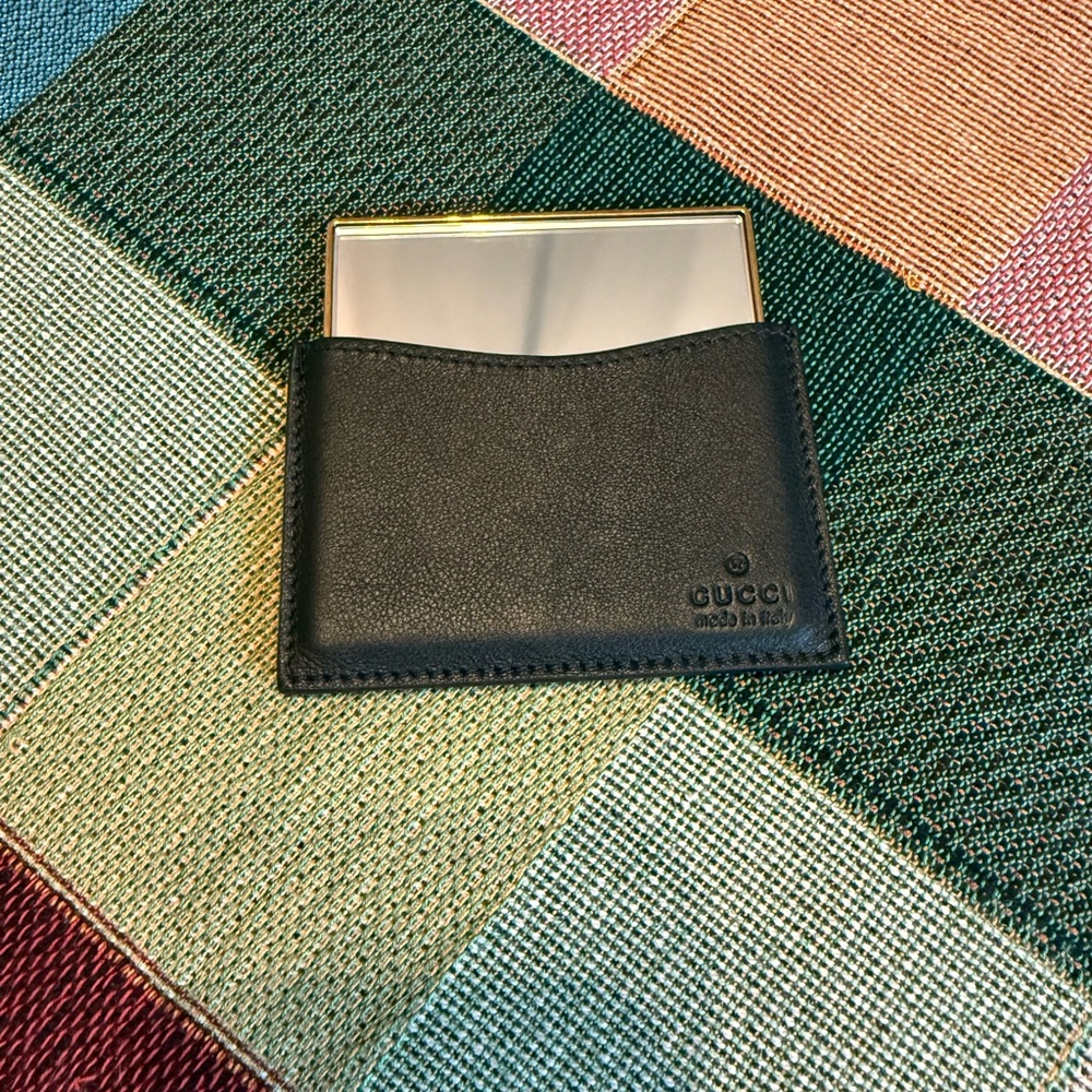 Gucci Black Card Holder with Gold Accent